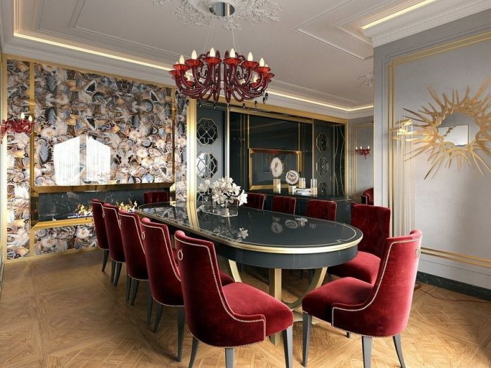 living room in art deco style in an apartment