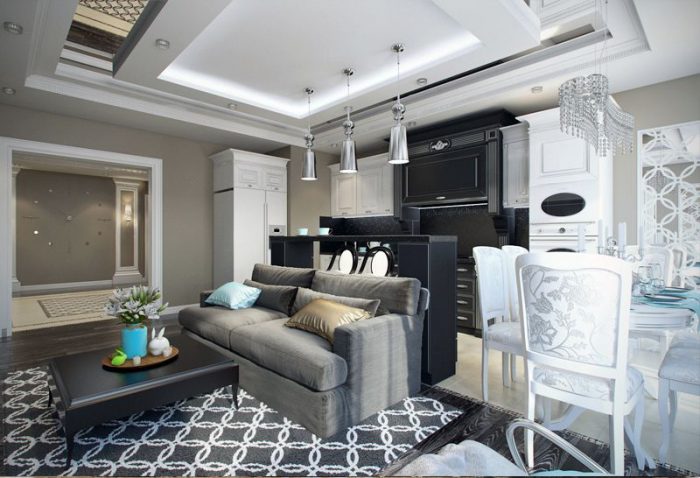 living room in art deco style in the house