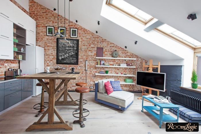 loft style interior of attic floor