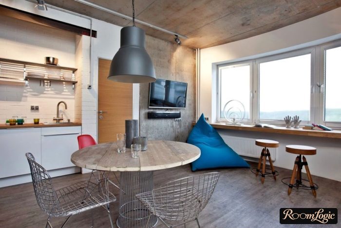 Loft-style kitchen design in an apartment