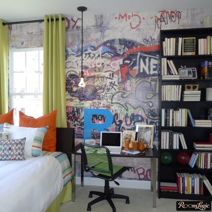 loft style room with graffiti for 14 year old teenager