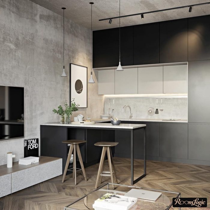 loft-style small kitchen