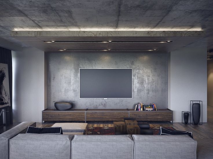 loft with concrete ceiling in the living room