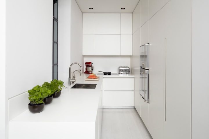 long narrow straight kitchen
