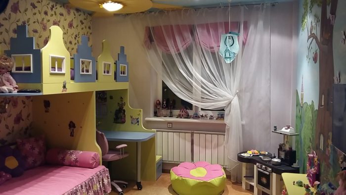 magical theme kids' room for two girls