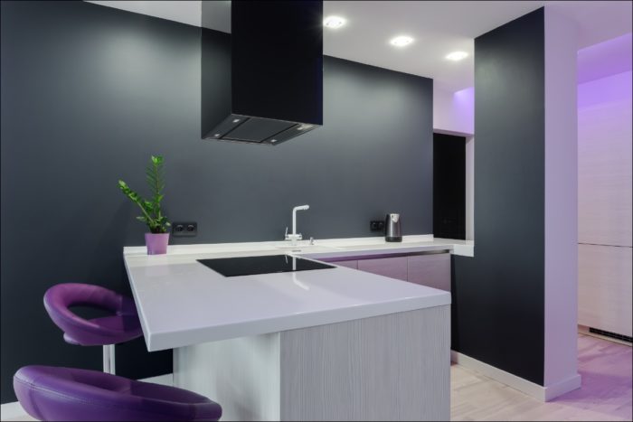 male design kitchen with bar counter