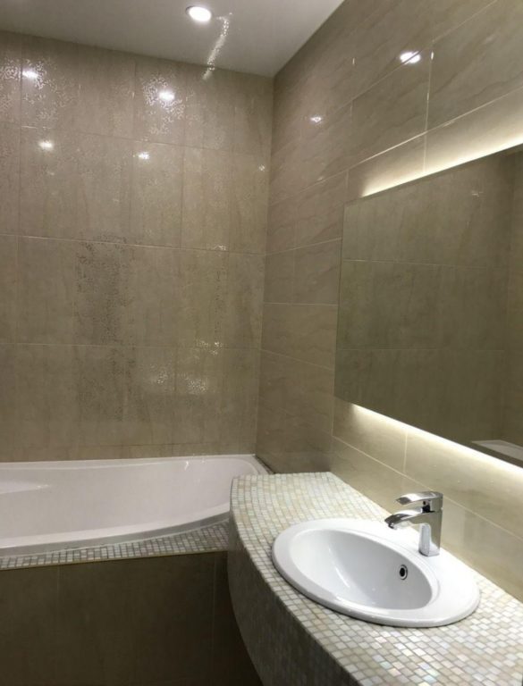 matte tile in combined bathroom