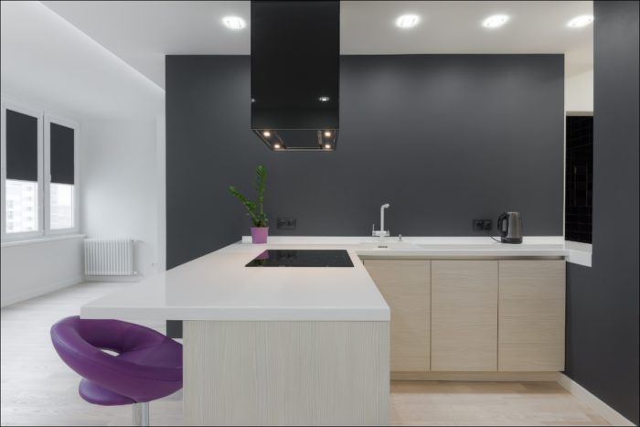 minimalist kitchen with an island