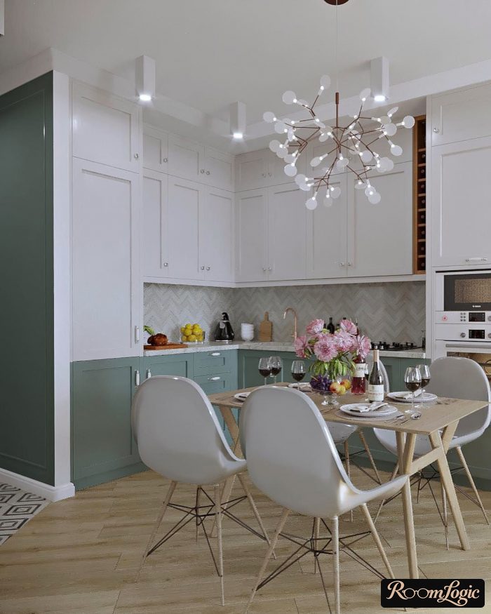 mint toned kitchen interior
