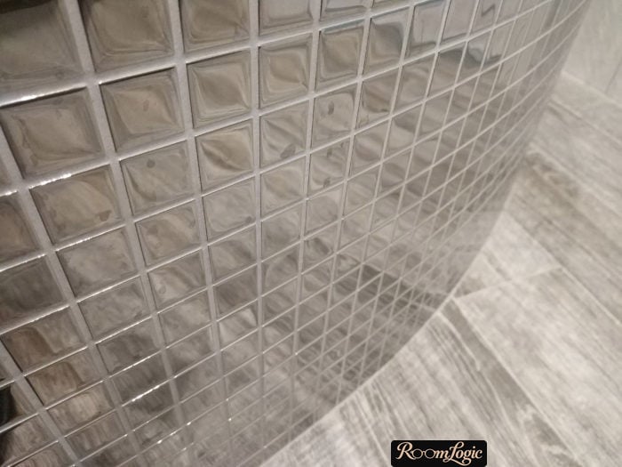 mirror glass mosaic with gray grout