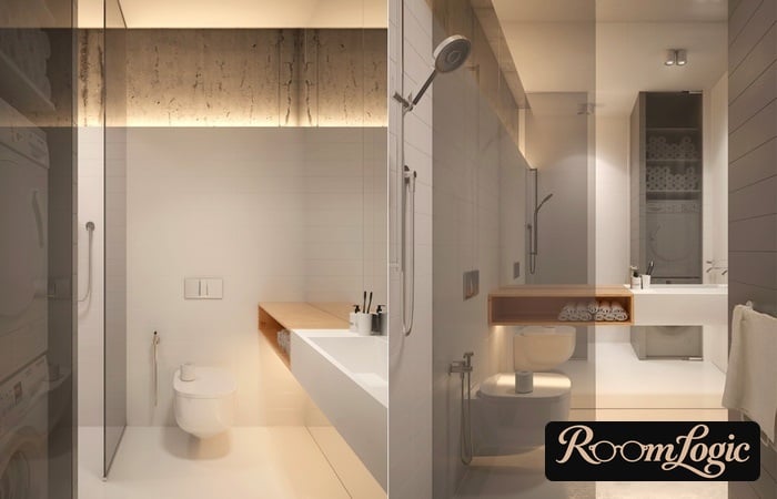 mix of loft and scandi styles in bathroom