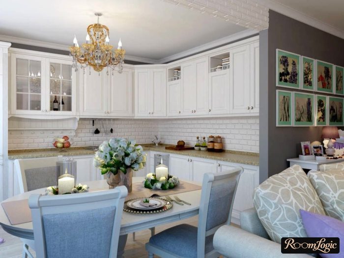modern accessories and decor on the kitchen in provence style