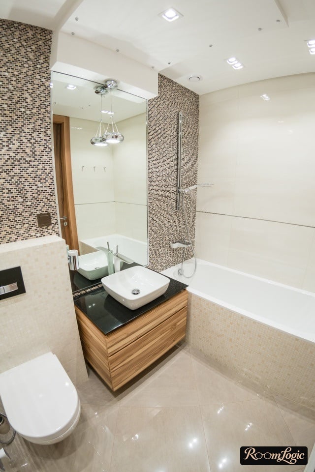 Modern bathroom design with a toilet
