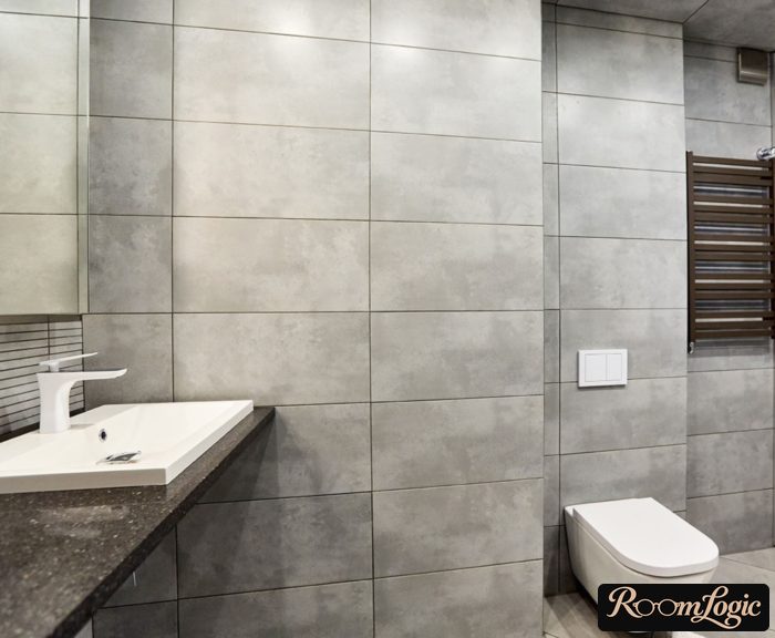 modern bathroom design with concrete-look tile