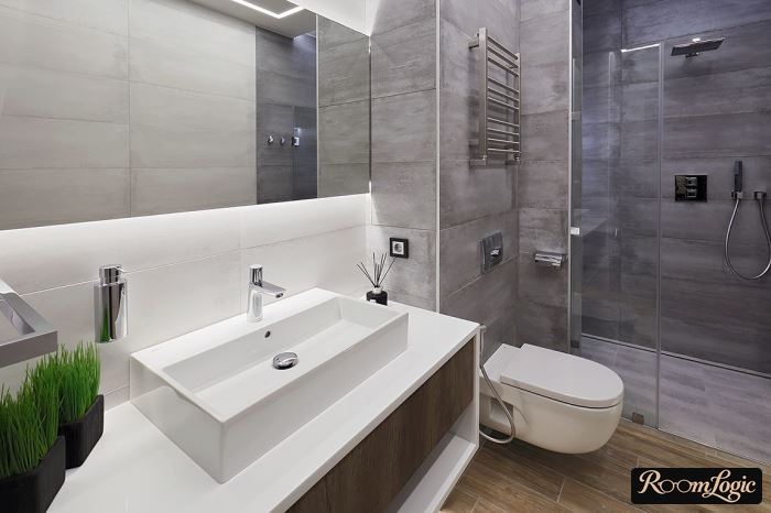 modern bathroom tile in gray