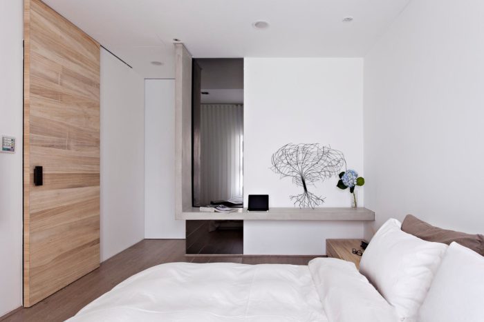 modern bedroom in scandi style
