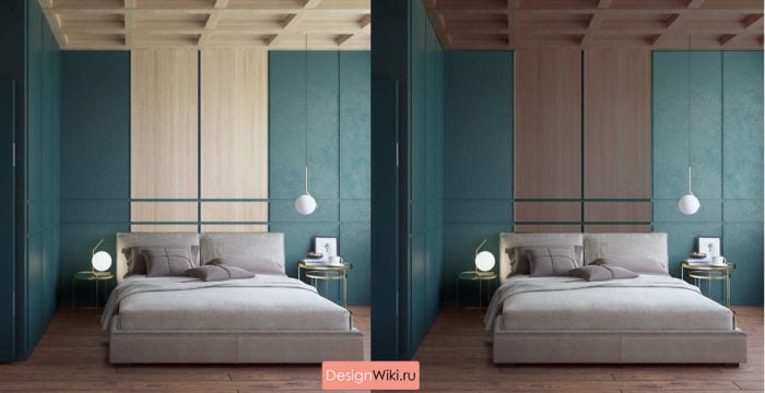 modern bedroom in three colors