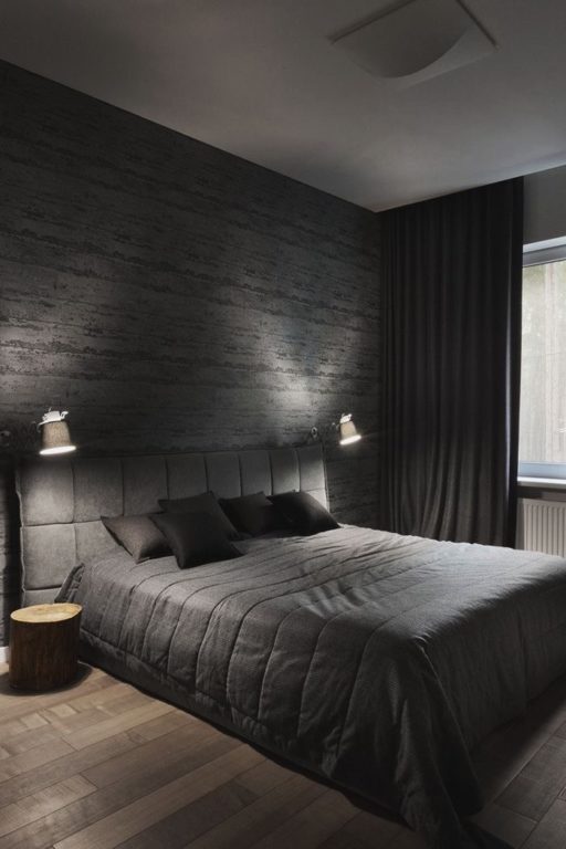 modern black bedroom