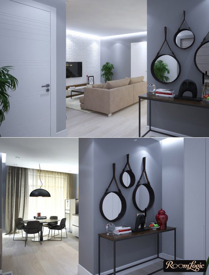 modern ceiling lighting option in a studio apartment