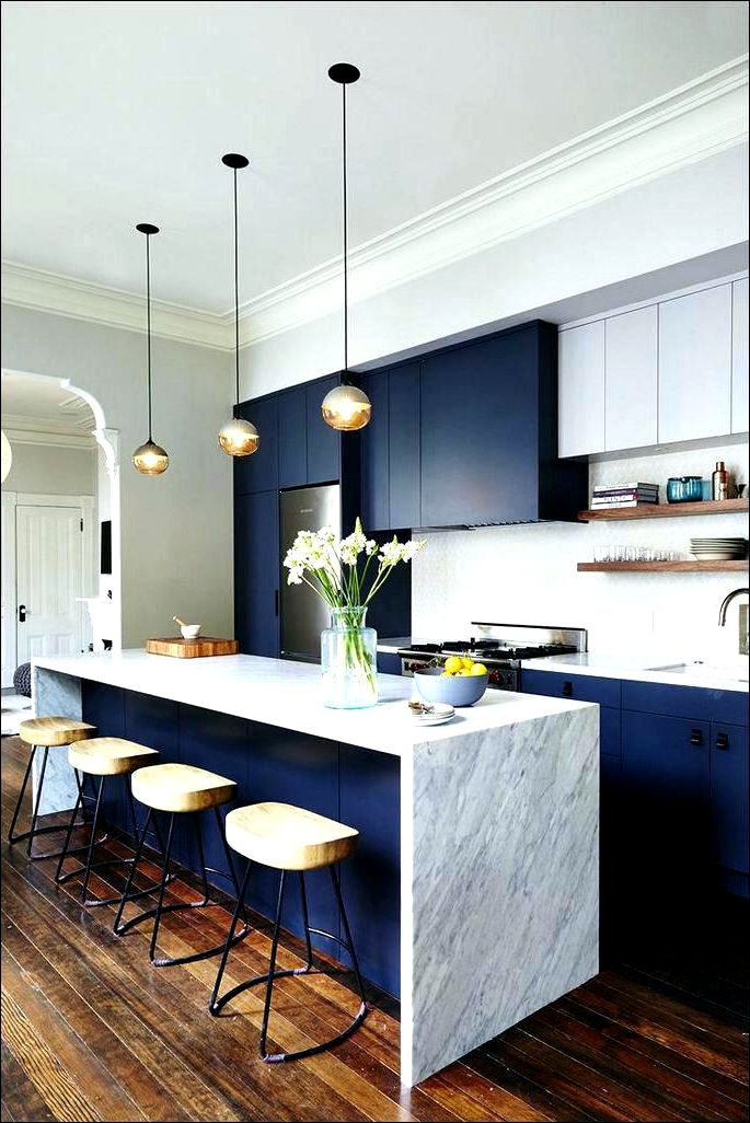 modern dark blue kitchen