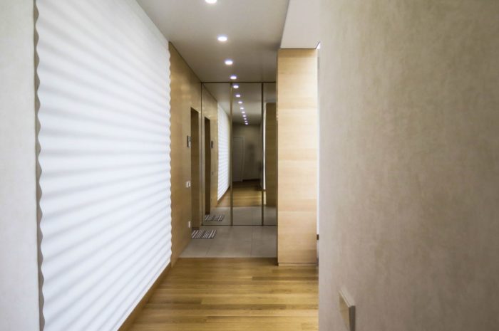 modern design ceiling in entryway-hallway