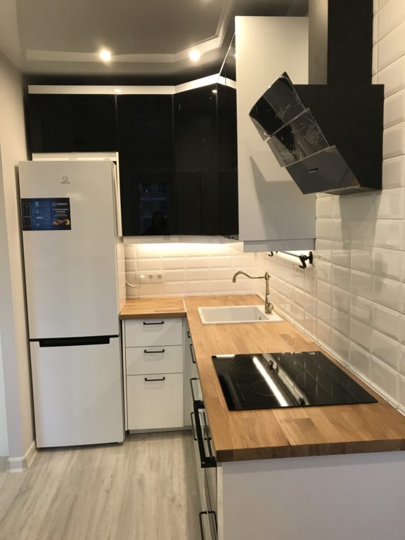 modern design small kitchen with refrigerator