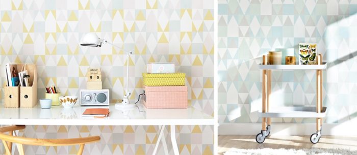 modern geometric wallpaper in the interior