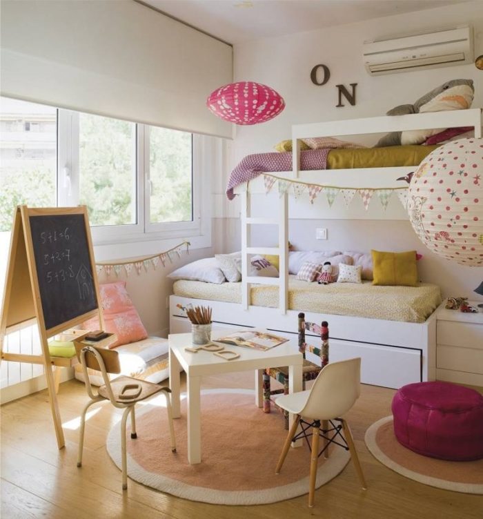 modern interior for two girls' room