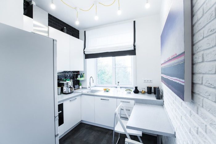 modern kitchen design in a tiny apartment