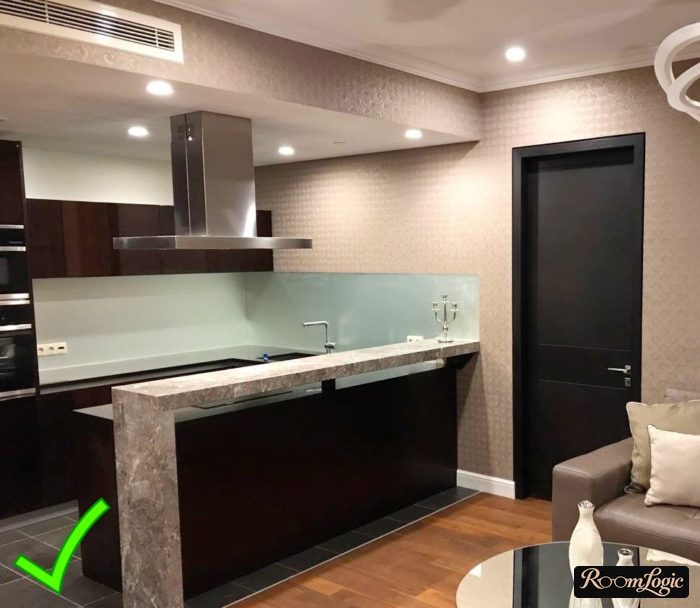 modern kitchen design with wallpaper