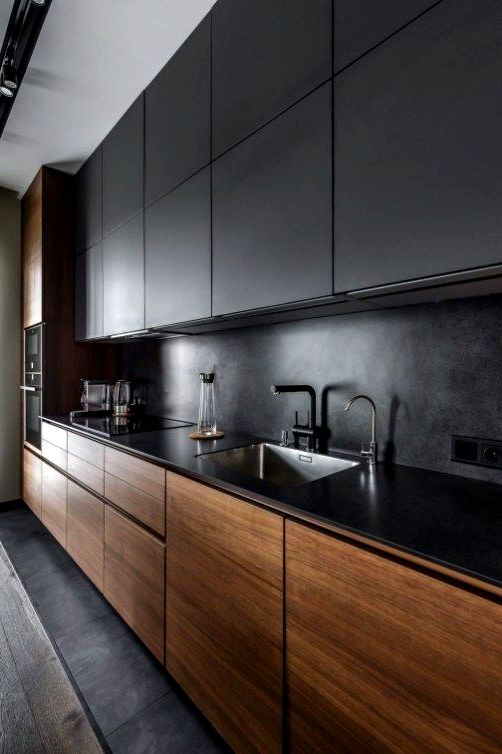 modern kitchen in dark tones