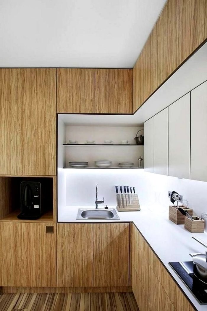 modern kitchen with wood-look