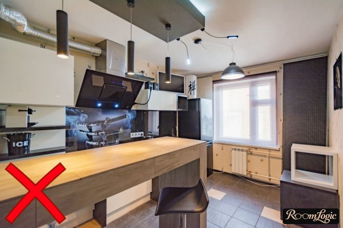 wallpaper error on kitchen in high-tech style