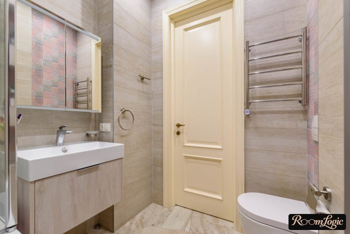 modern light bathroom with toilet