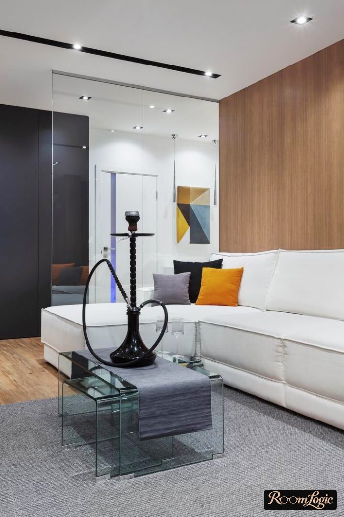 modern living room with white sofa