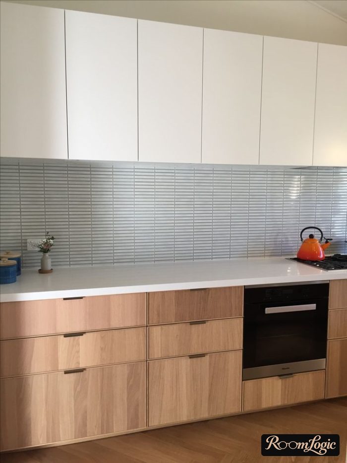 modern scandi kitchen with white upper and wooden lower