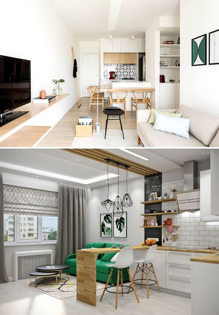 modern scandi style in kitchen-living room