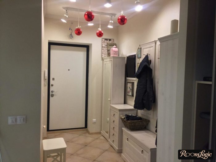 modular entryway made of wood in the hallway
