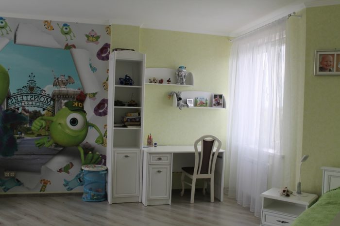 monster corp wallpaper in kids room