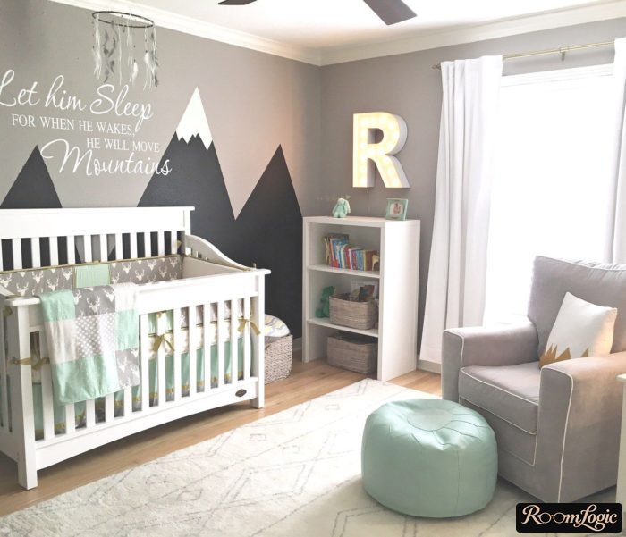 mountain drawing in boys' room