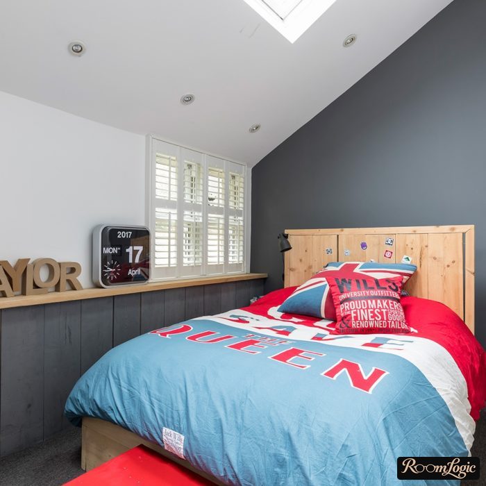 multicolored bedding as decor for kids’ room