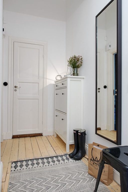 narrow dresser in hallway