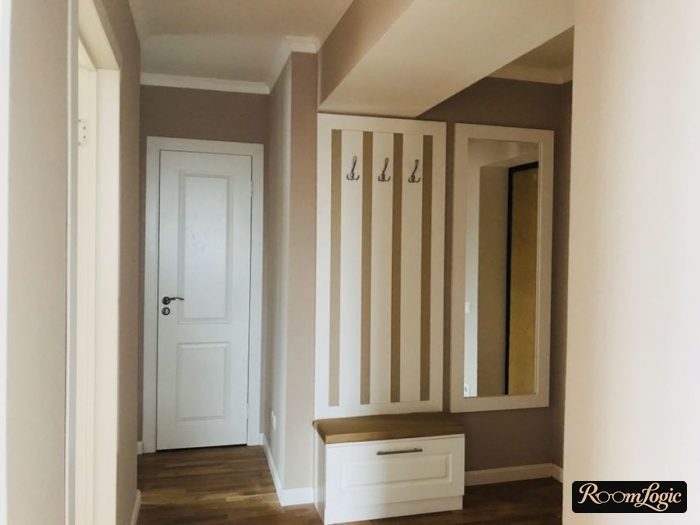 narrow height mirror in small entryway