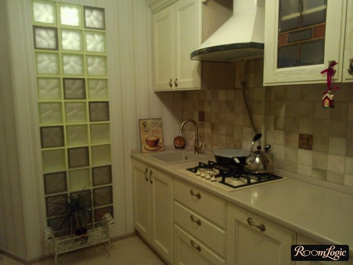 natural light through glass blocks in the kitchen
