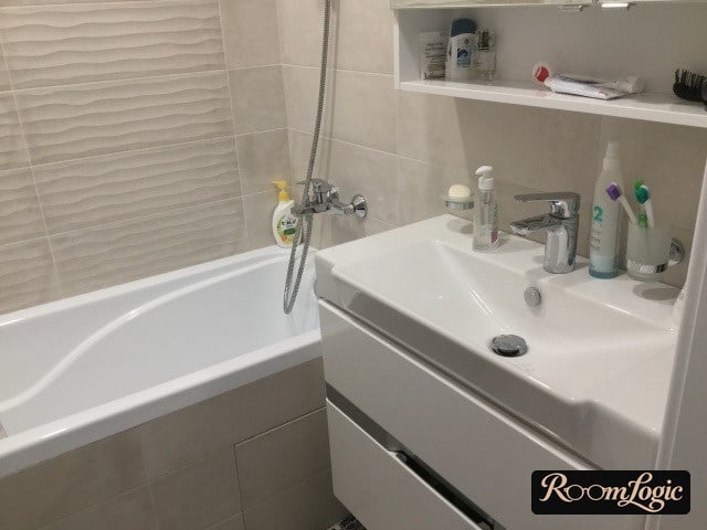 Neat bathroom renovation in a tiny apartment