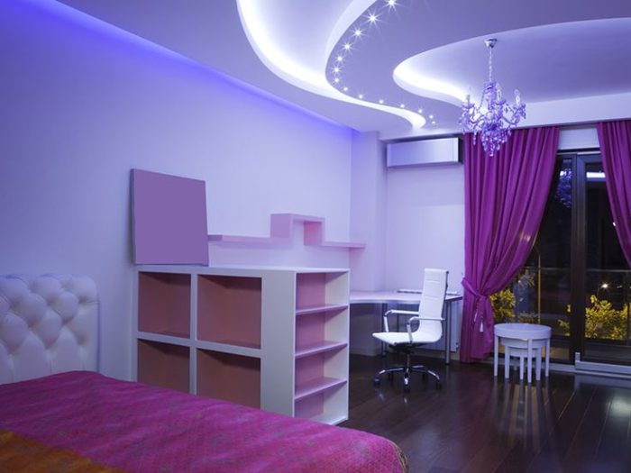 neon lighting in drywall niches