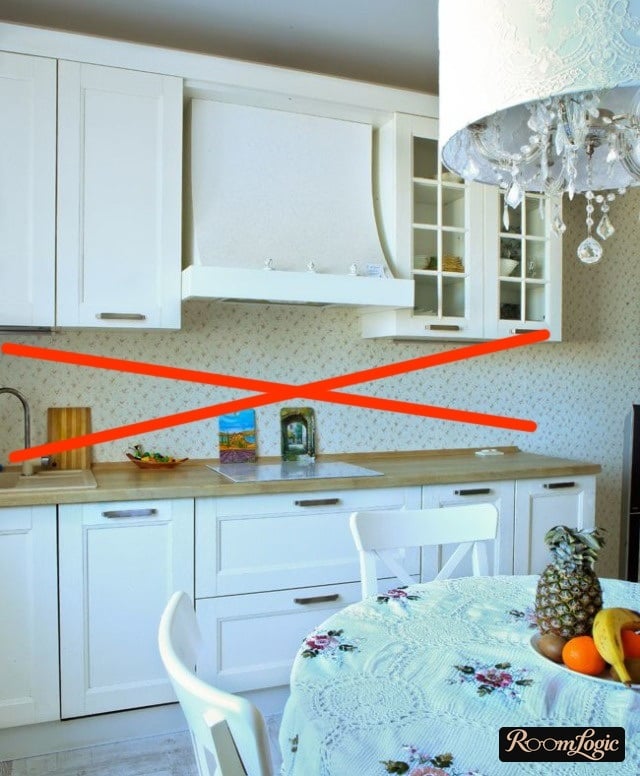 no wallpaper can be used on the kitchen backsplash
