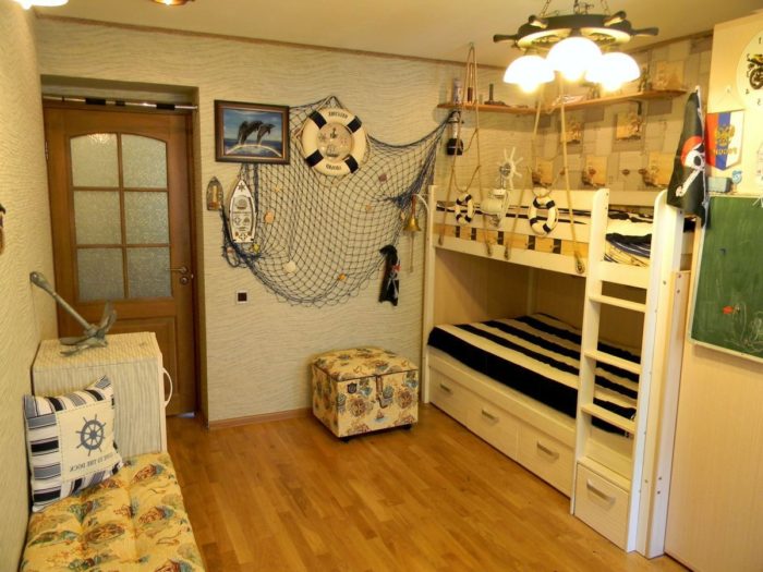 ocean theme kids' room for two boys