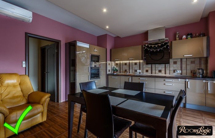 one-color washable purple wallpapers in a modern kitchen