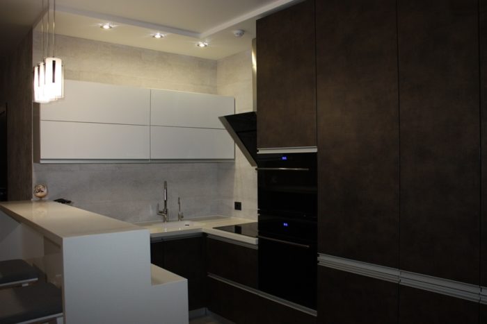 open bar counter with drawers on the other side